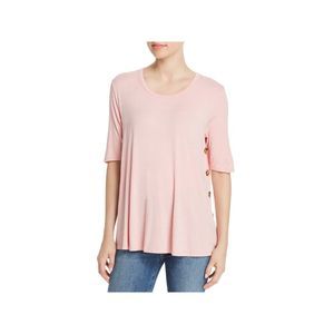 K & C Womens Pink Elbow Sleeve Scoop Neck Top XS
